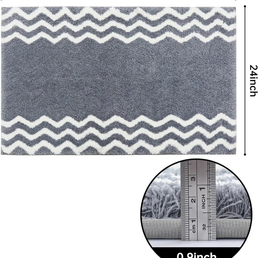 Soft Plush Grey Bath Mat 24x36 Anti-Slip Absorbent